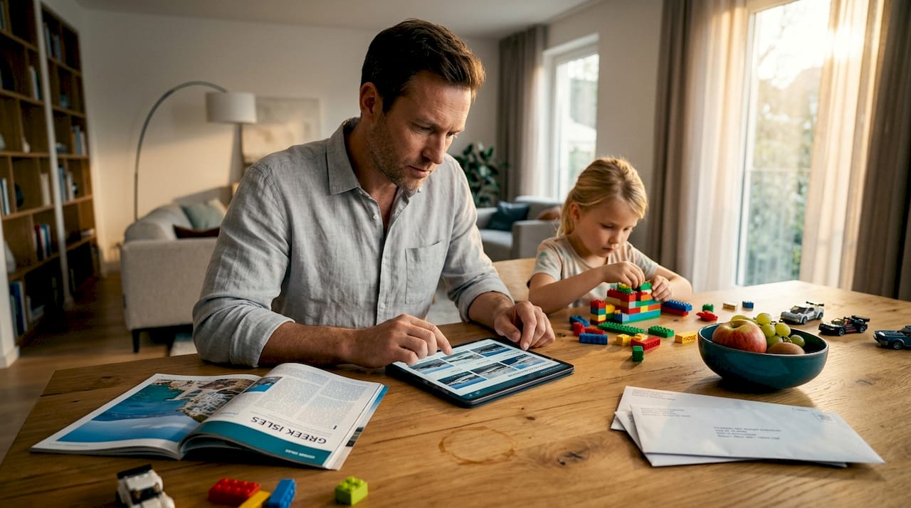 Luxury buyer researching yachts at home
