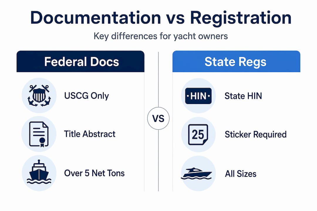 Infographic comparing yacht documentation requirements