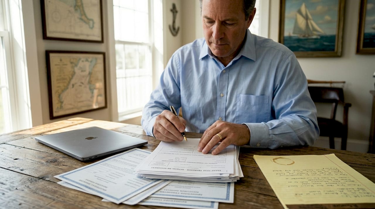 Attorney handling yacht title documents