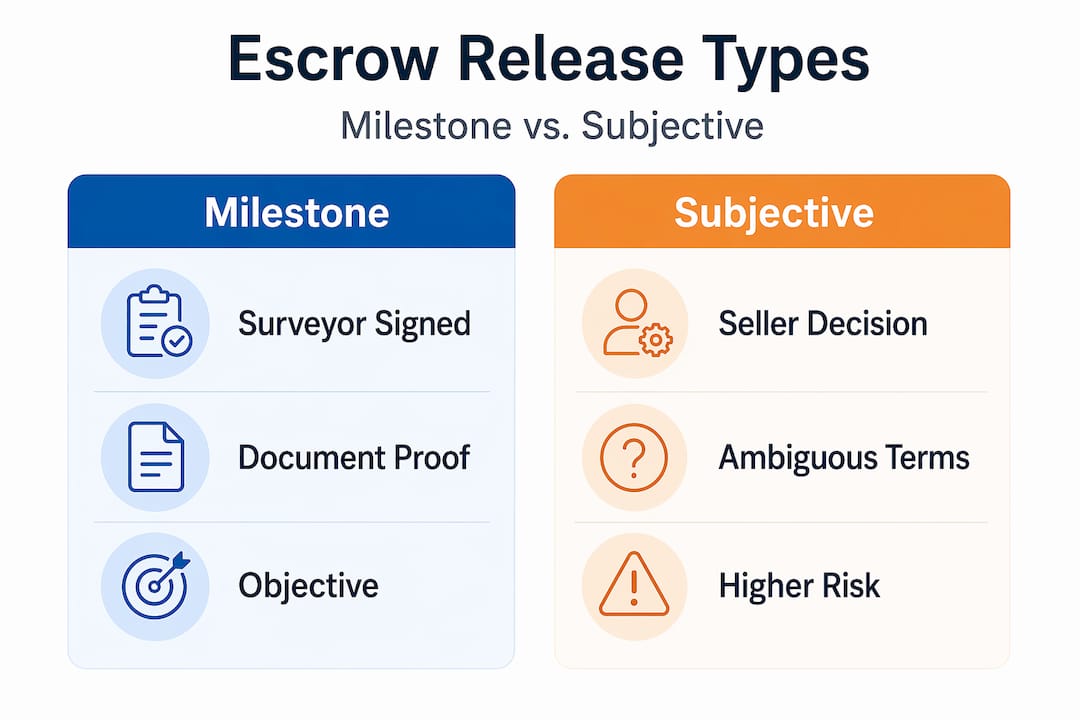Infographic comparing escrow release conditions