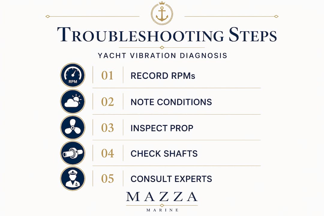 Infographic showing yacht troubleshooting steps