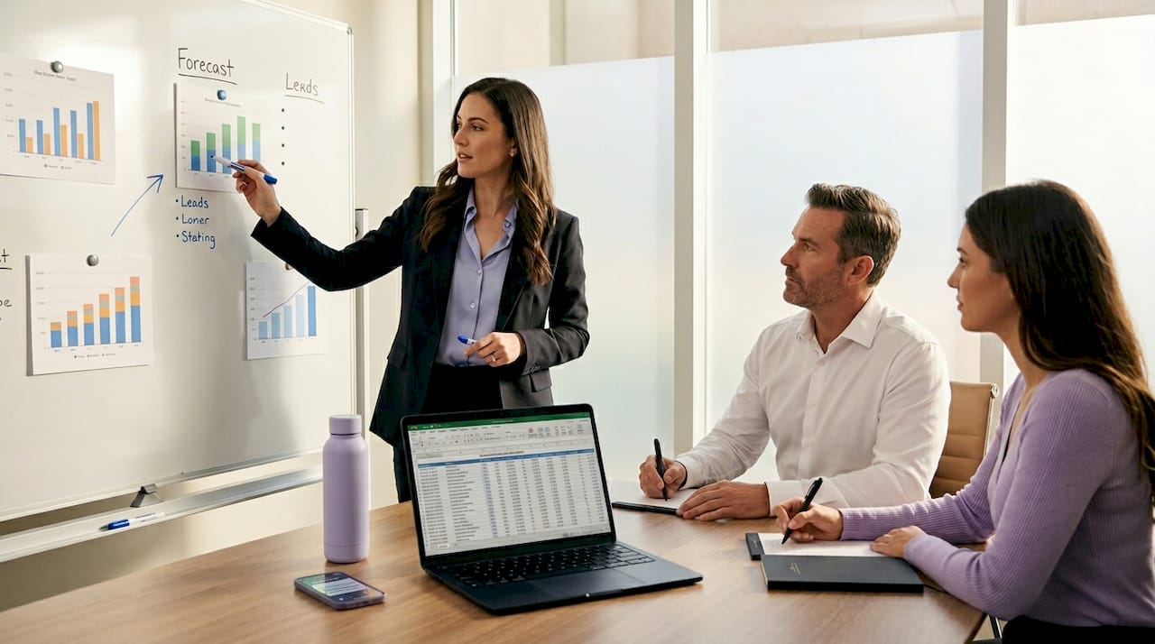 Team reviews sales forecasts together