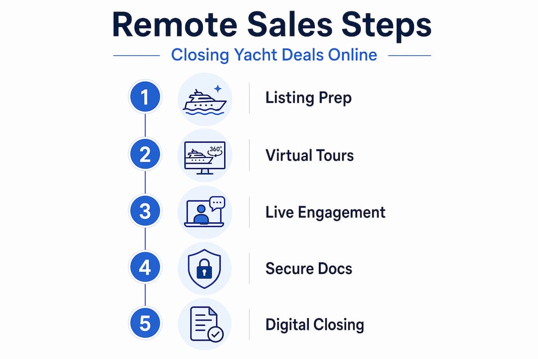 Infographic showing remote yacht sales steps