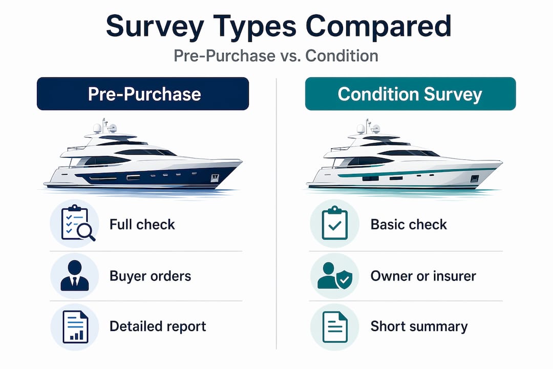 Infographic comparing yacht survey types