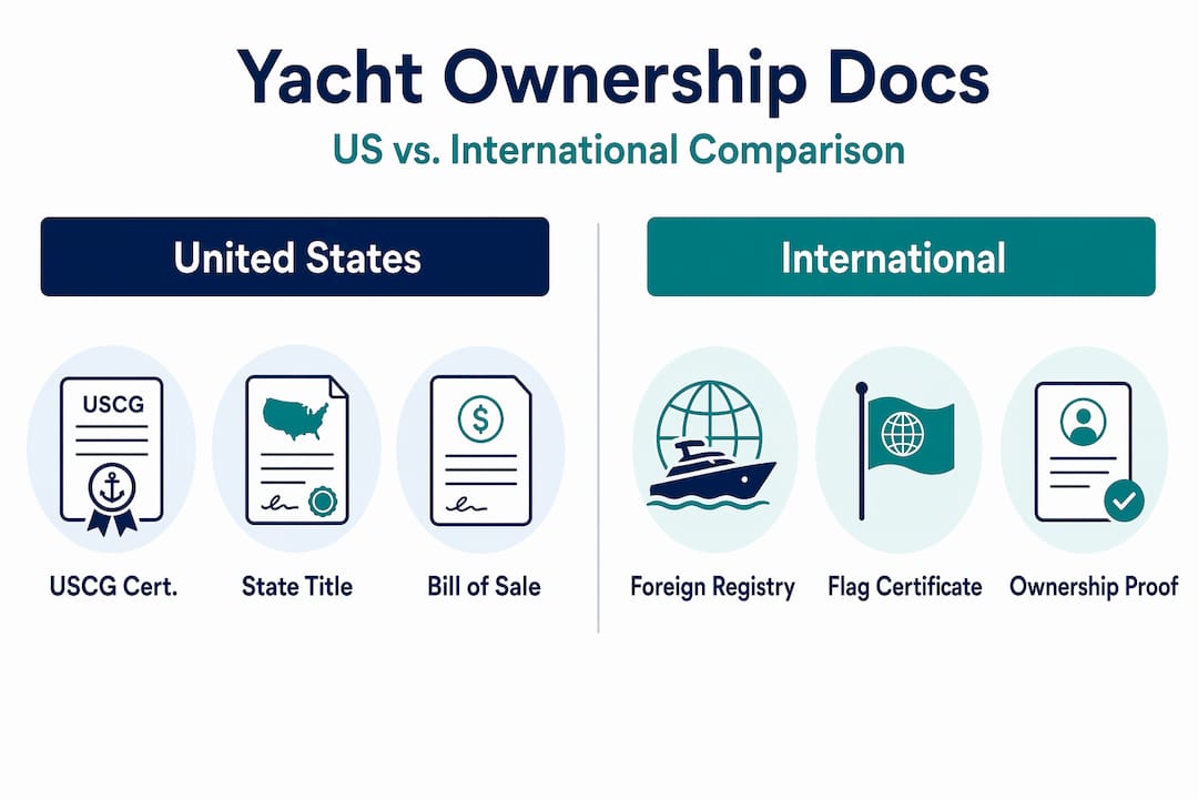 Infographic comparing US and International yacht ownership documents