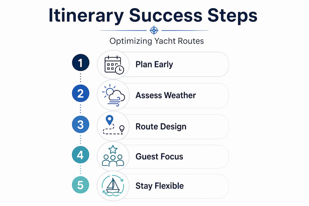 Infographic outlining yacht itinerary key steps