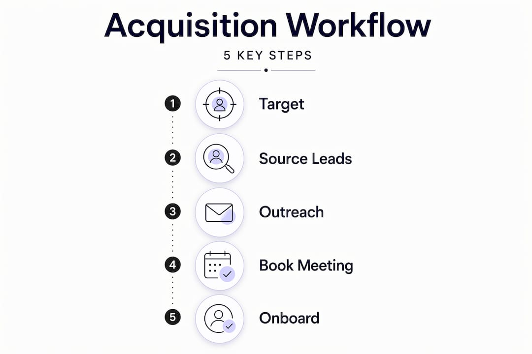 Infographic showing real estate acquisition workflow