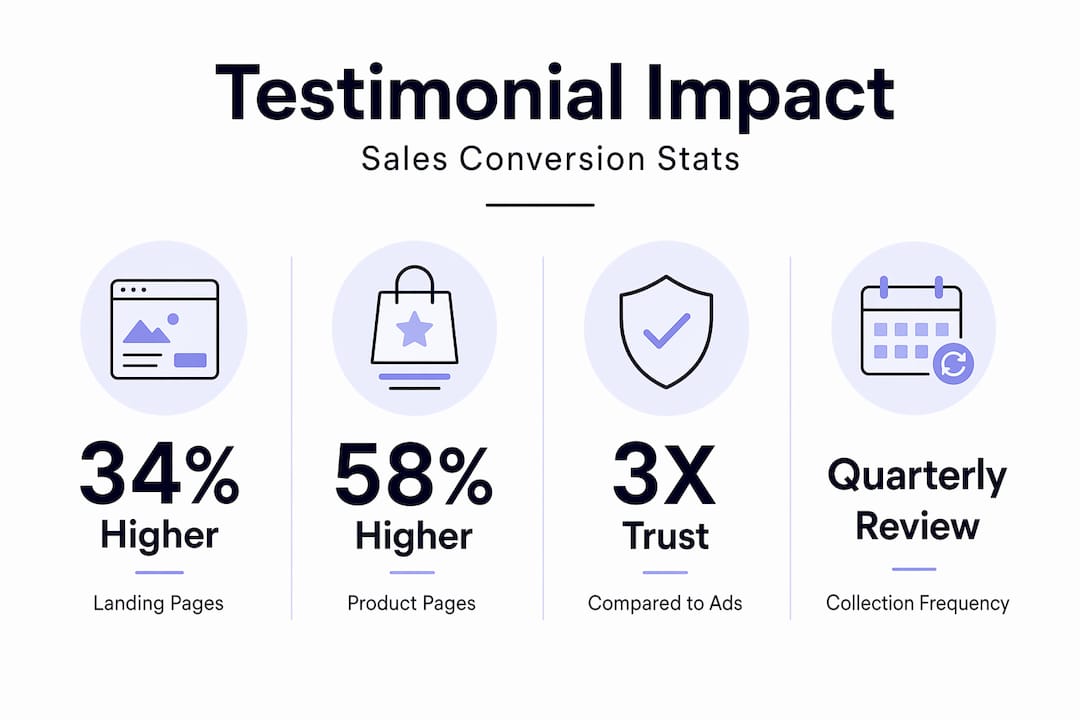 Infographic showing testimonial-driven sales stats