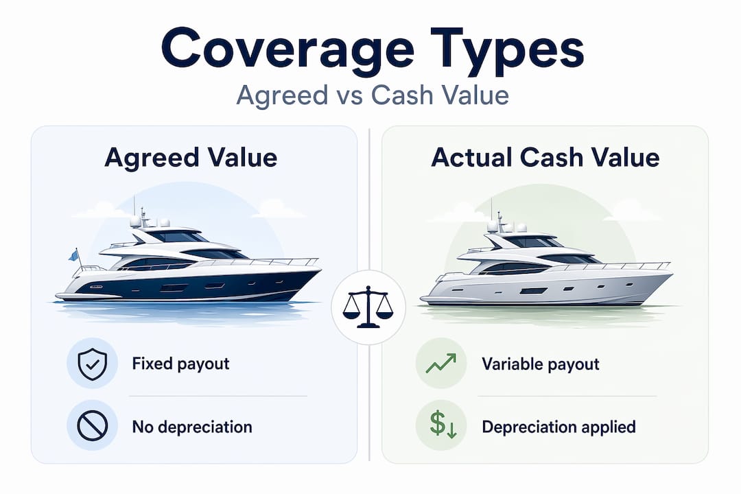 Infographic showing yacht insurance coverage types