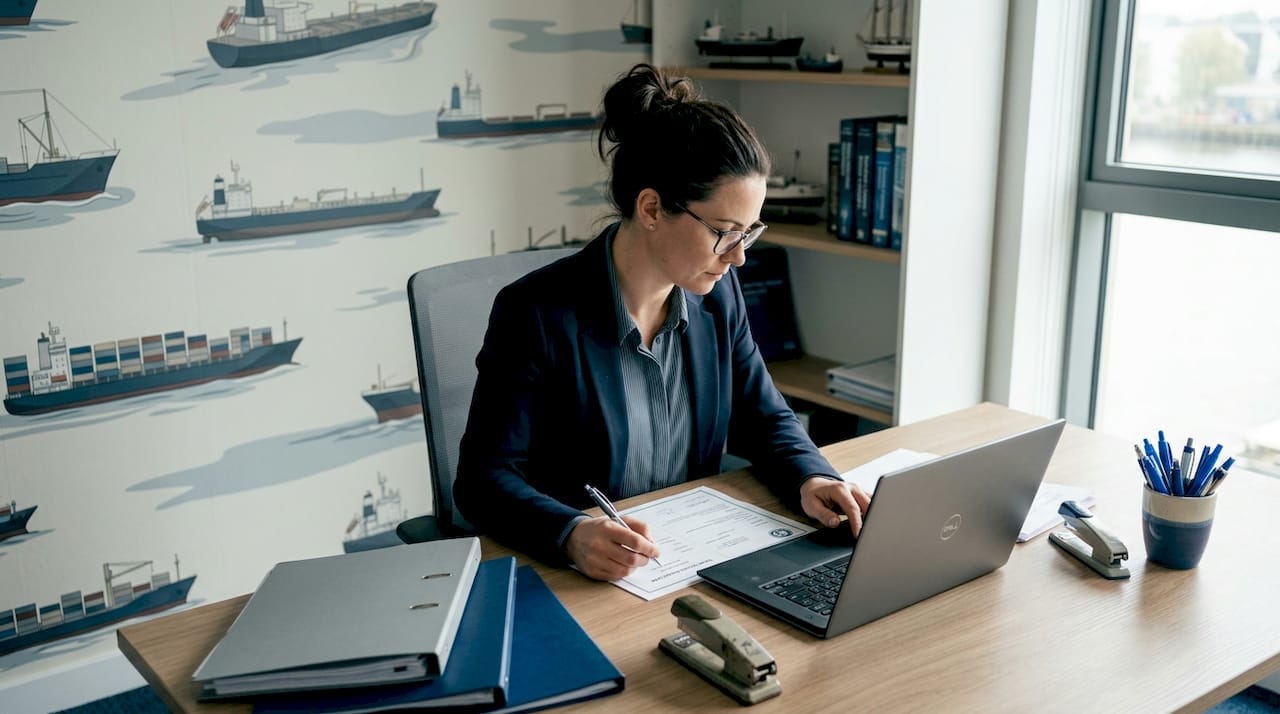 Manager verifying yacht crew compliance documents