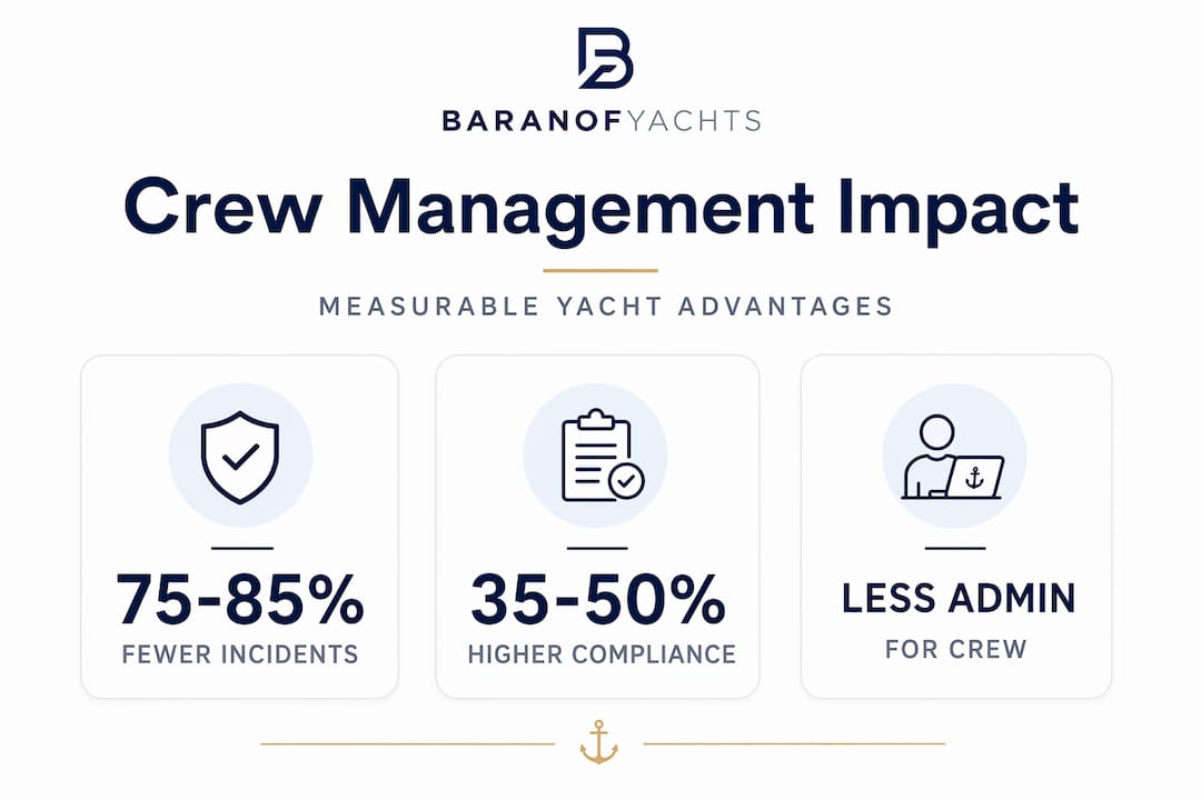 Infographic showing crew management benefits and statistics