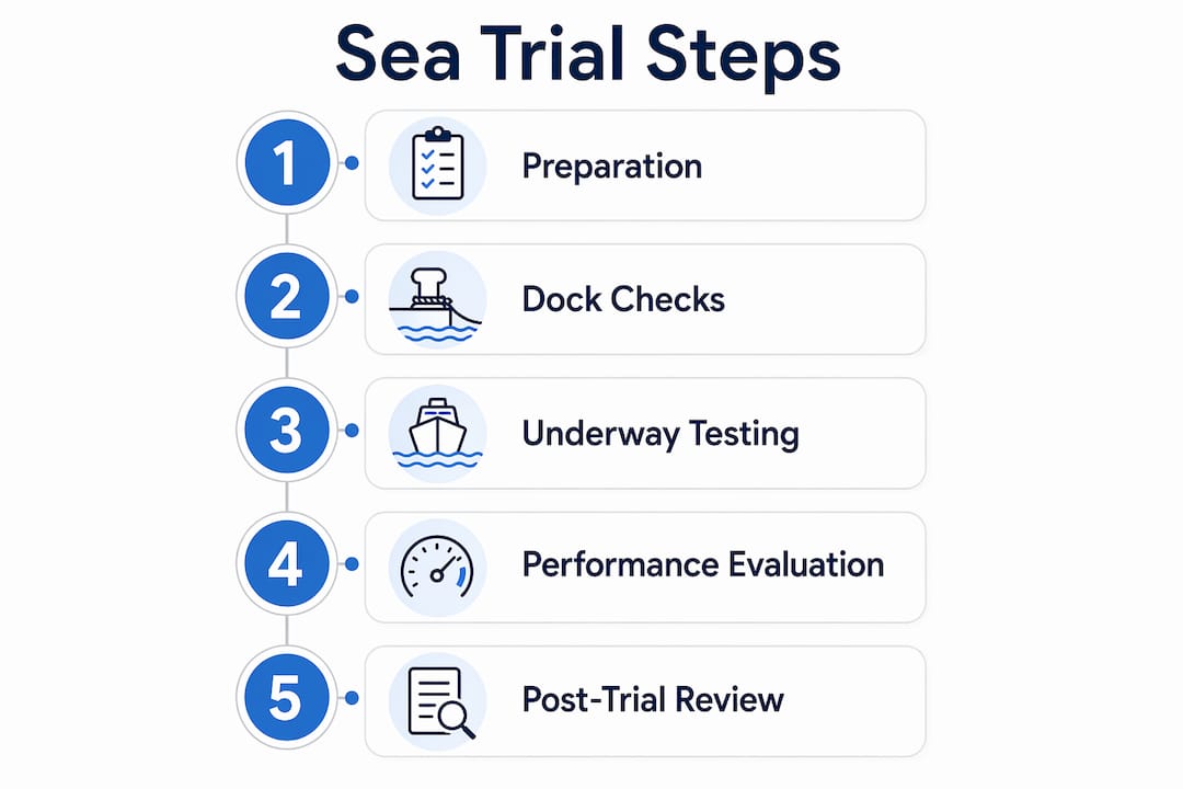 Infographic showing sea trial step-by-step process