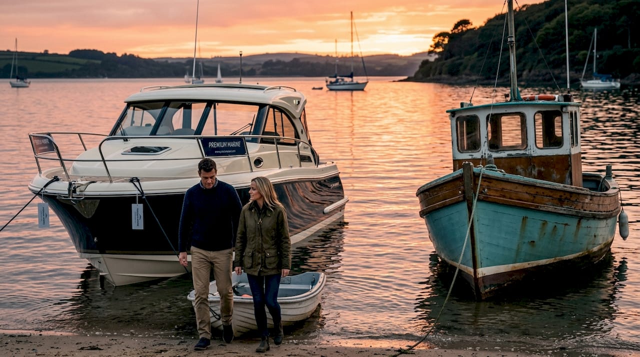 New and used boats docked side by side
