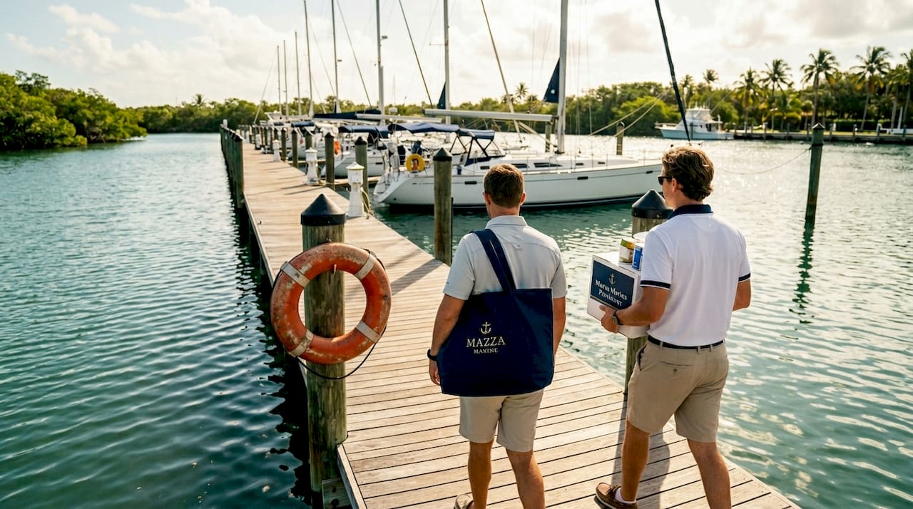 Crandon Park Marina calm docks and sailboats