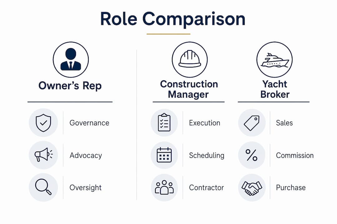 Infographic comparing owner's representative role with others