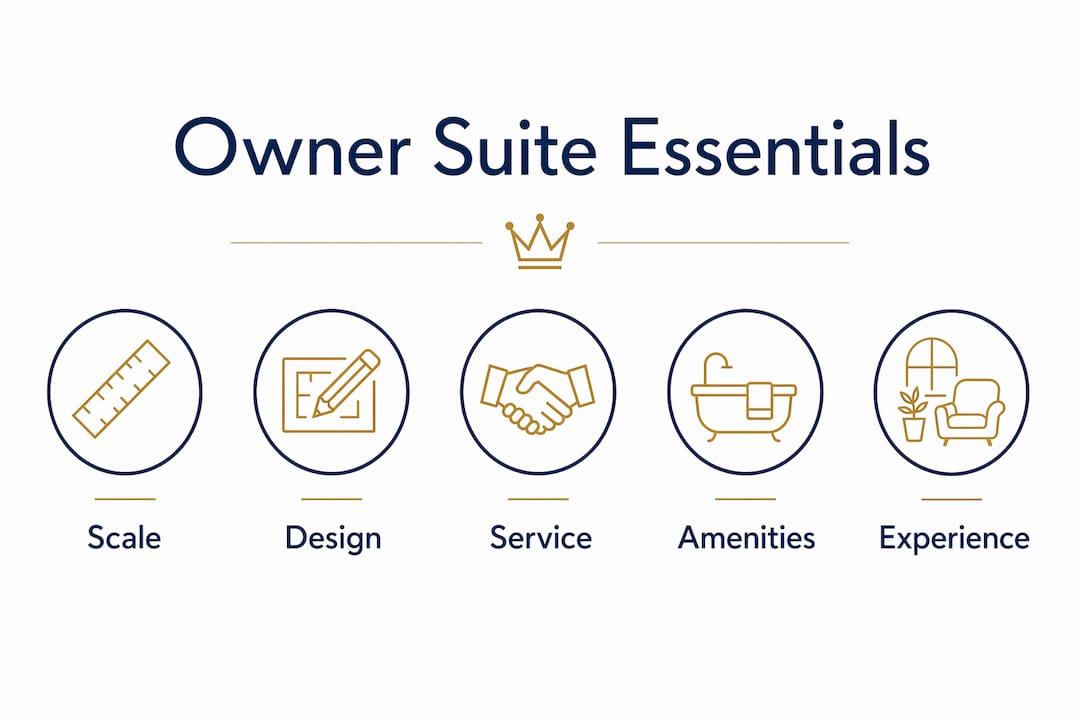 Infographic outlining key elements of yacht owner suites