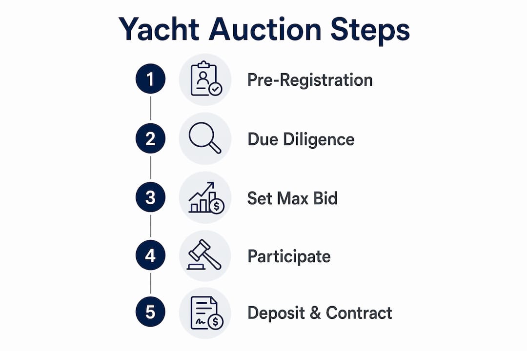 Infographic showing yacht auction bidding steps