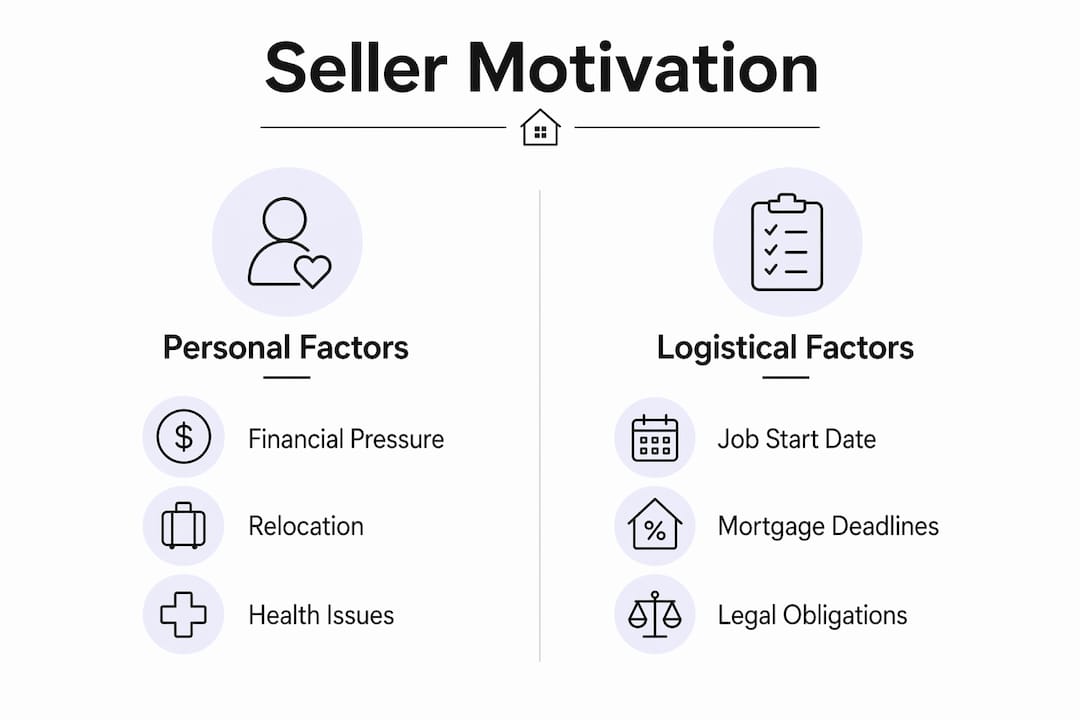 Infographic comparing seller motivation personal and logistical factors