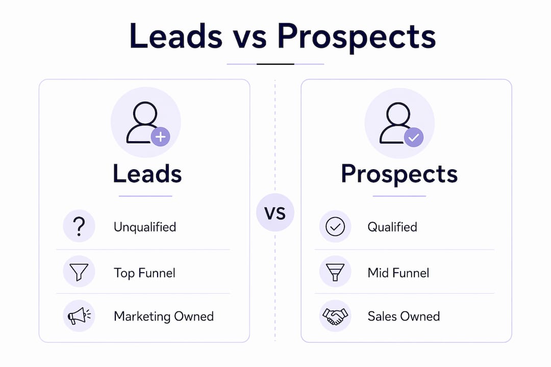 Infographic comparing leads and prospects