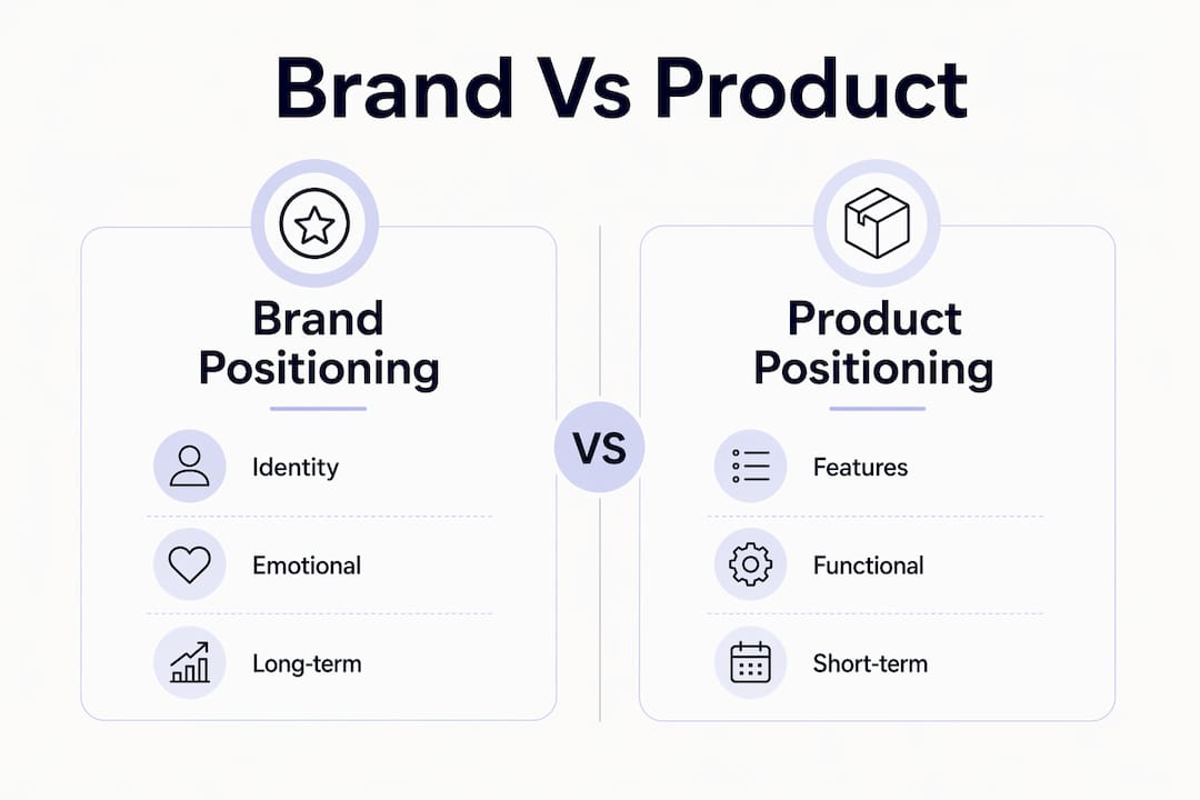 Infographic comparing brand and product positioning