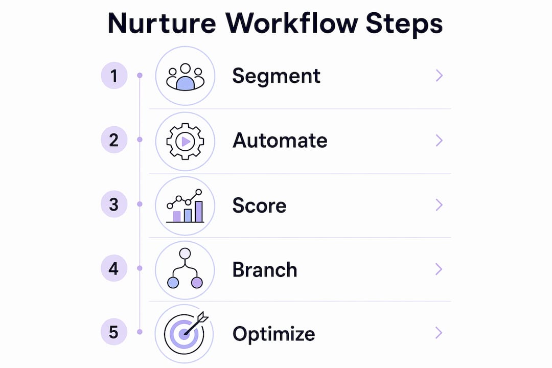 Infographic illustrating nurture workflow step progression