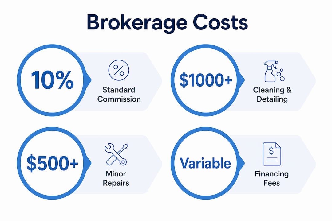 Infographic depicting yacht brokerage commission and costs