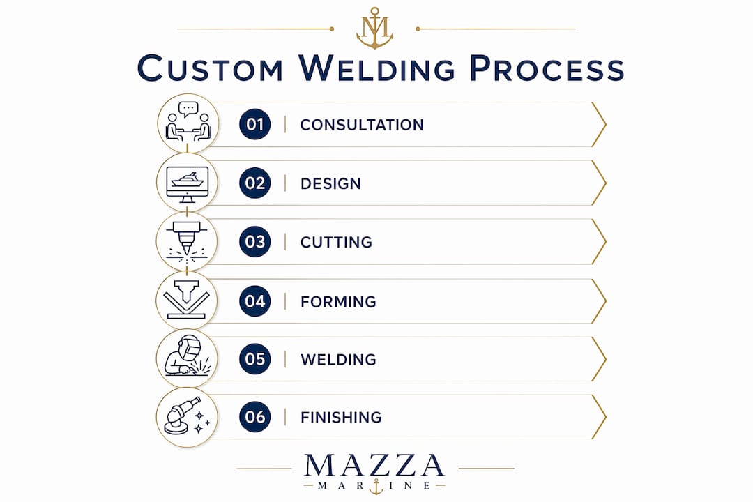 Infographic illustrating custom welding process steps