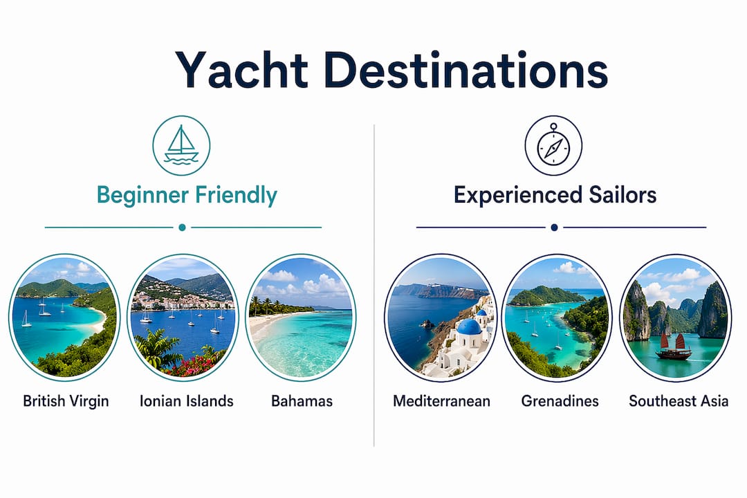 Infographic comparing yacht destinations by experience