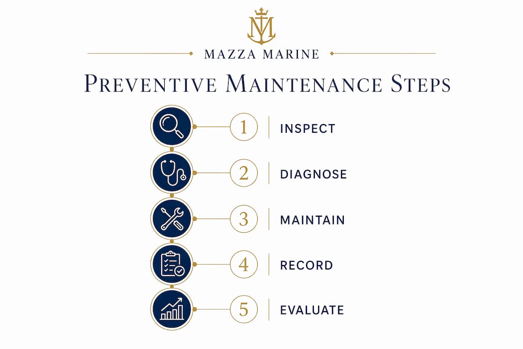 Infographic showing preventive maintenance steps for marine repair