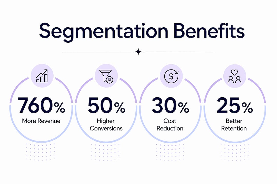 Infographic showing market segmentation benefits statistics