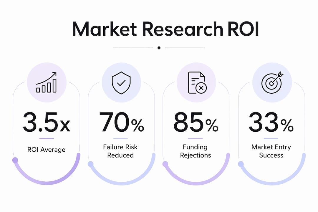 Infographic showing market research ROI statistics