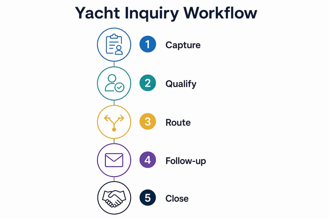 Infographic showing yacht inquiry workflow steps