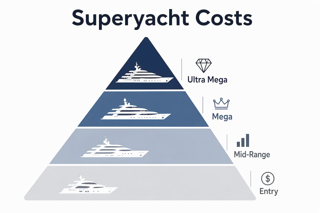 Hierarchy infographic of superyacht cost tiers