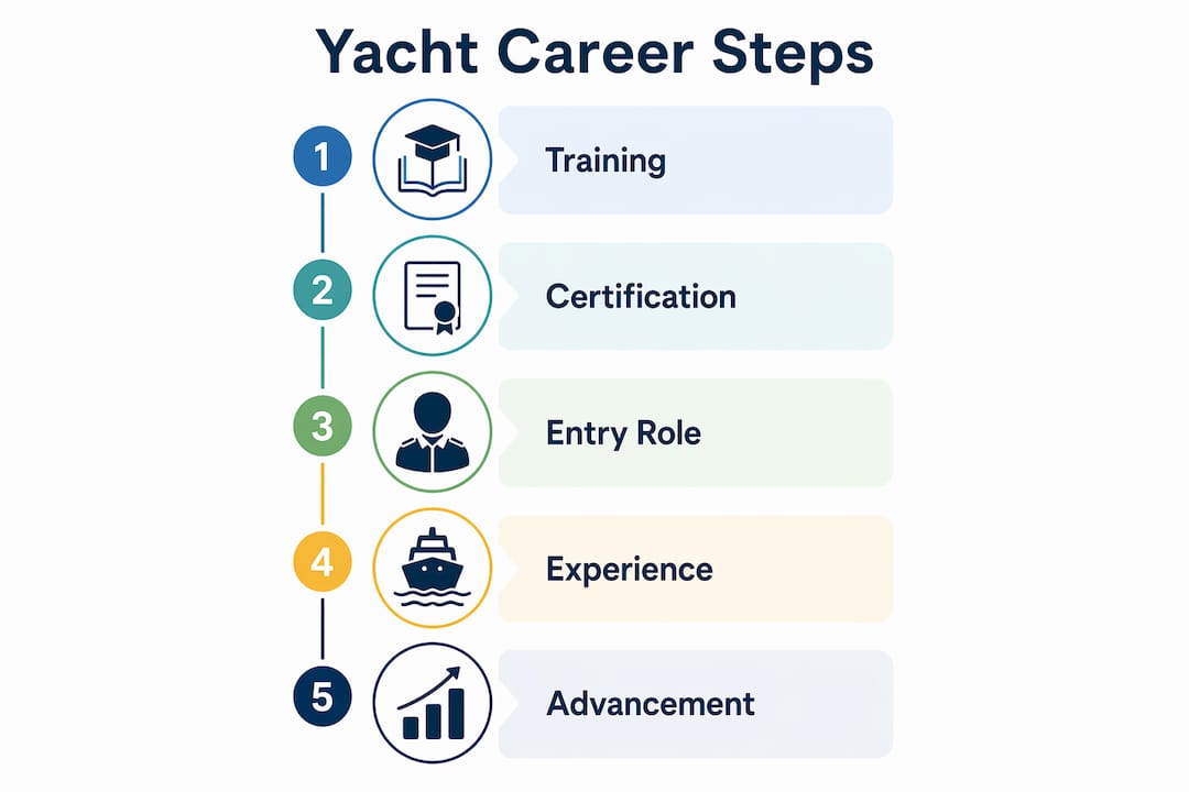 Infographic outlining yacht career progression steps
