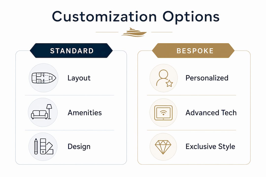 Infographic comparing yacht customization options
