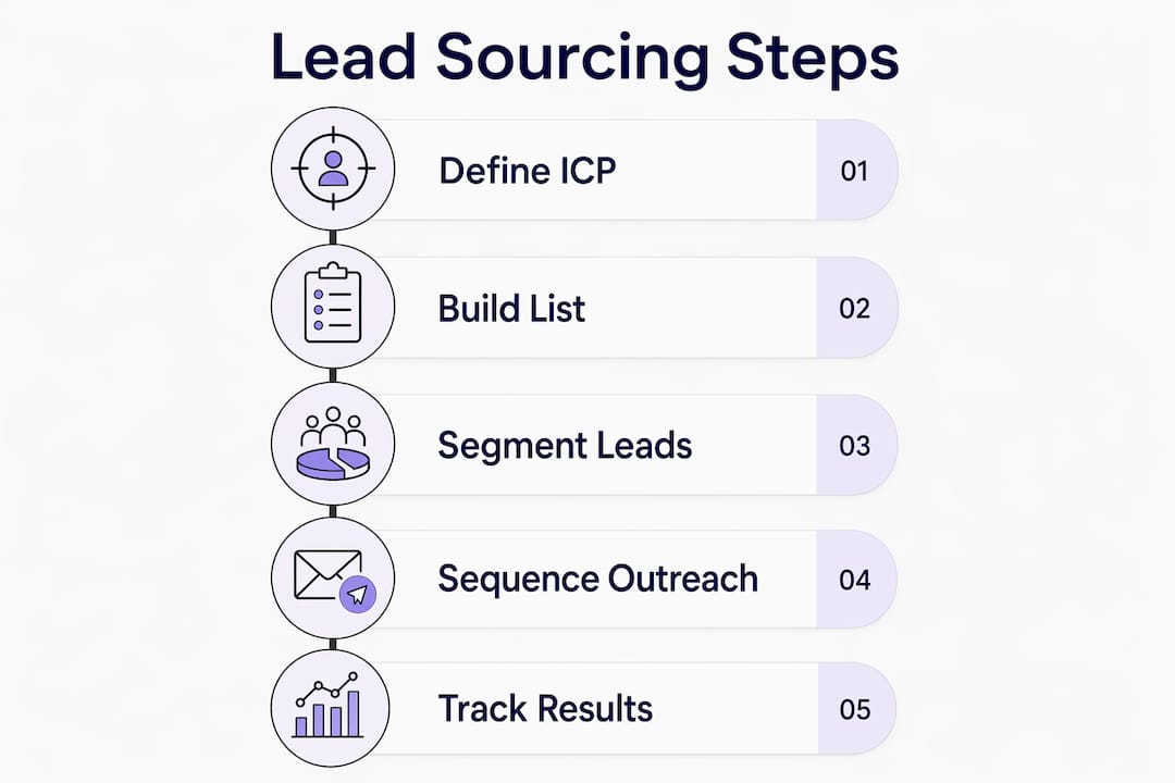 Infographic showing local lead sourcing steps