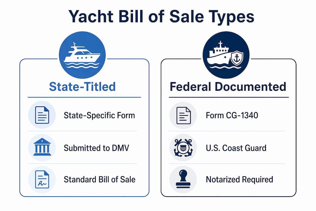 Infographic comparing state-titled and federally documented yacht bills of sale