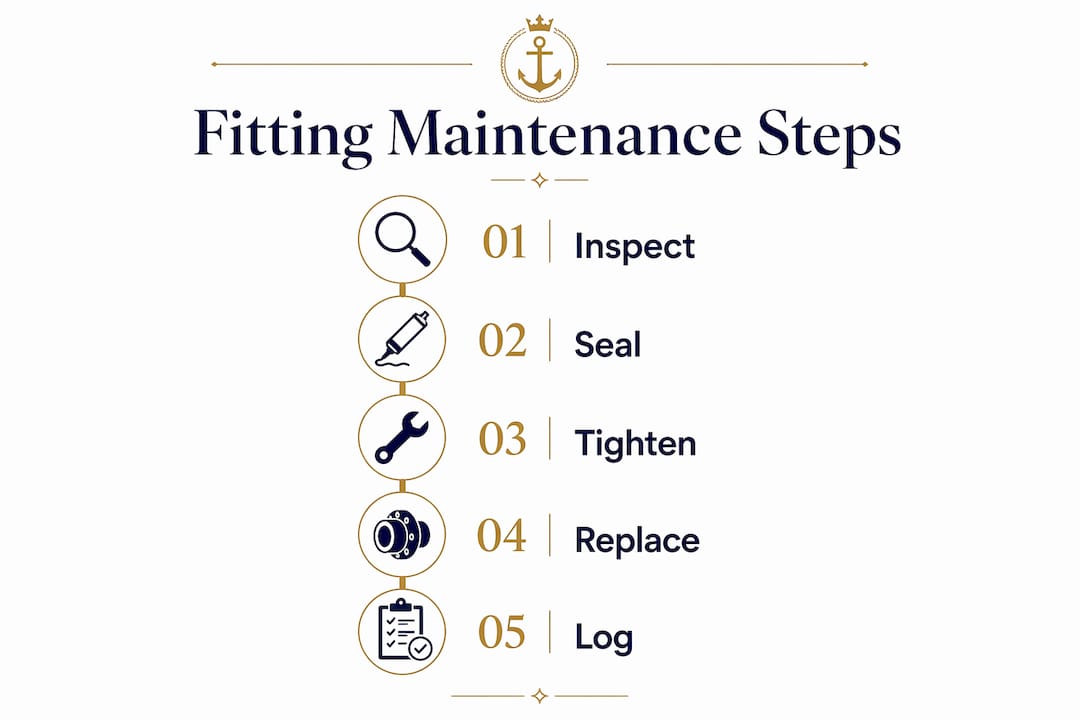 Infographic of maintenance steps for yacht fittings