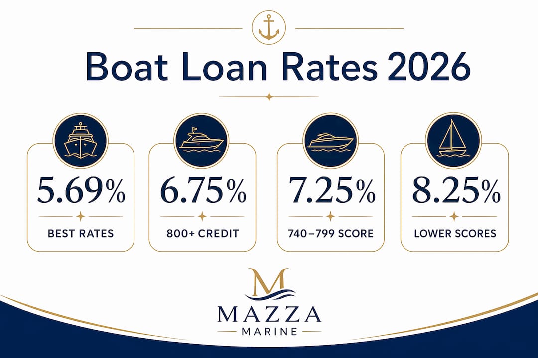 Infographic displaying Florida boat loan rates by credit score