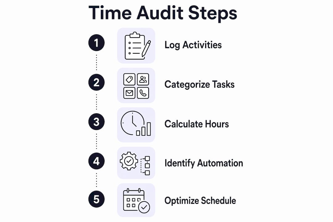 Infographic showing sales time audit steps