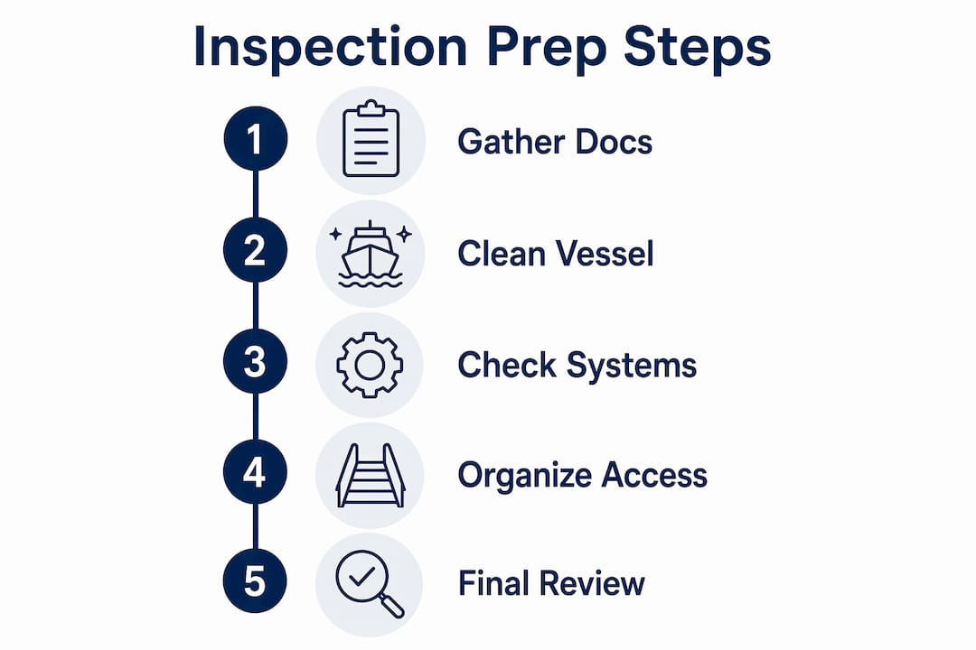 Infographic outlining yacht inspection preparation steps