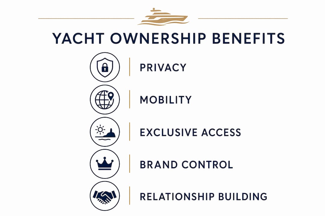 Infographic displaying corporate yacht ownership benefits