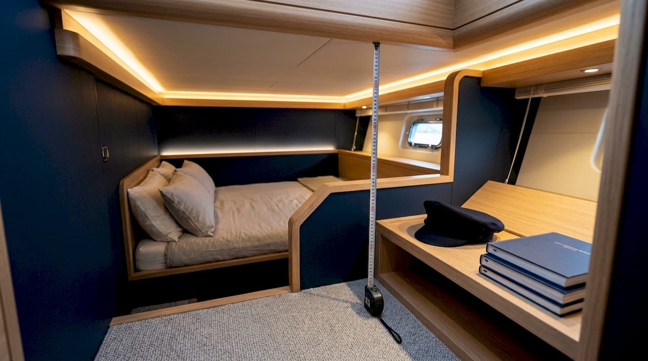 Yacht cabin showcasing clearance and headroom