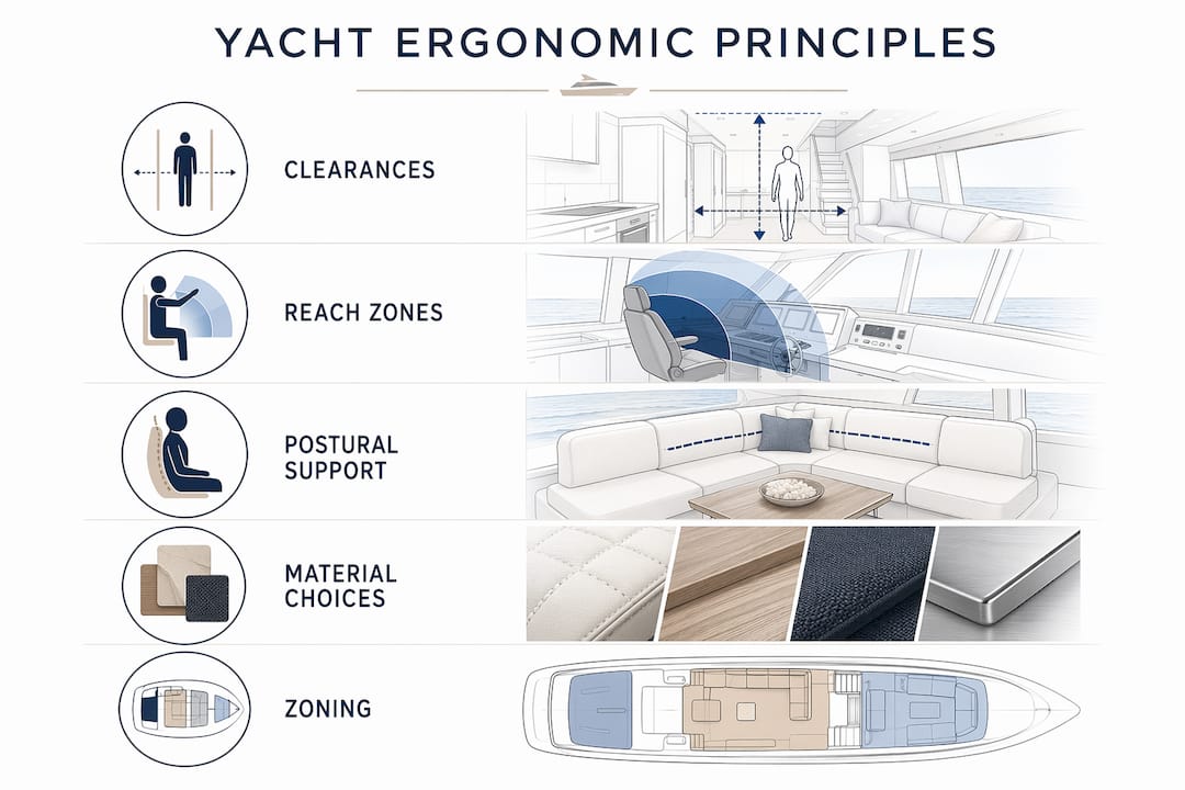 Infographic showing five ergonomic design principles