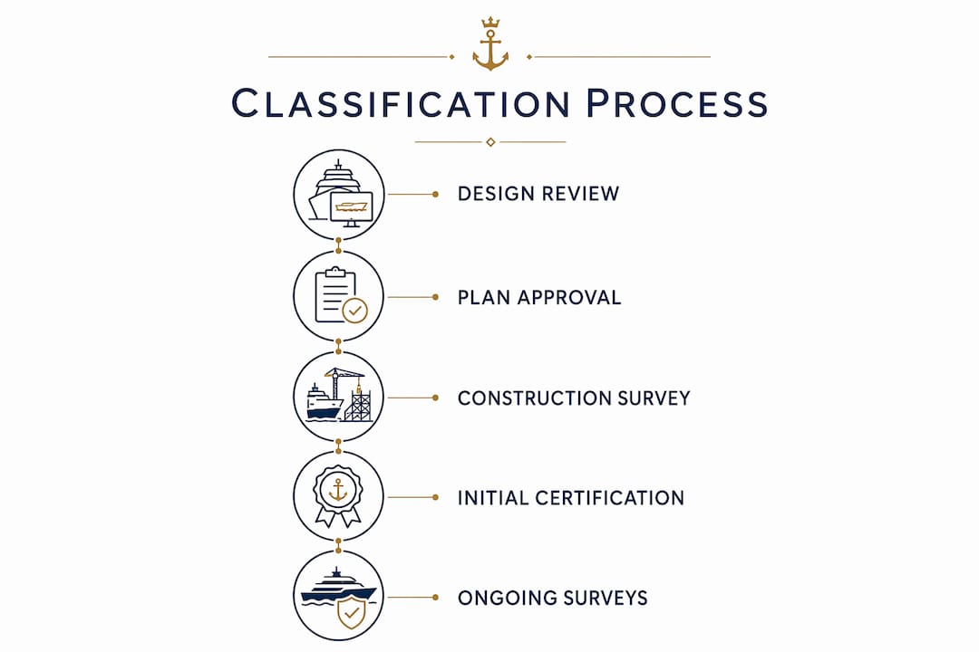 Infographic showing steps in yacht classification process