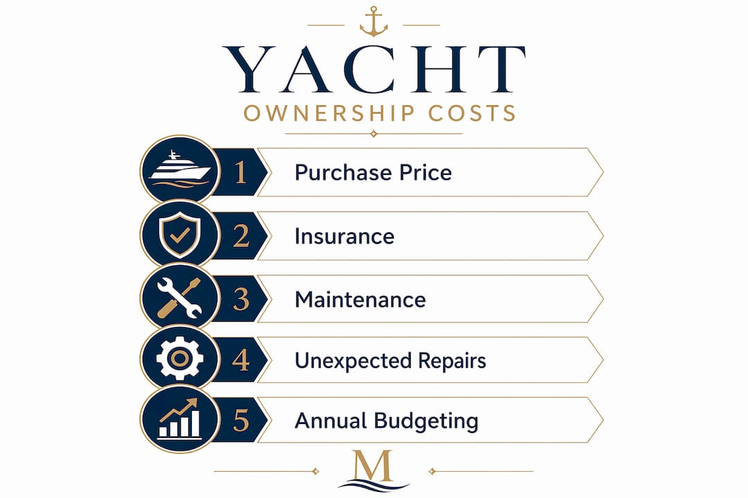 Vertical infographic of yacht ownership cost breakdown