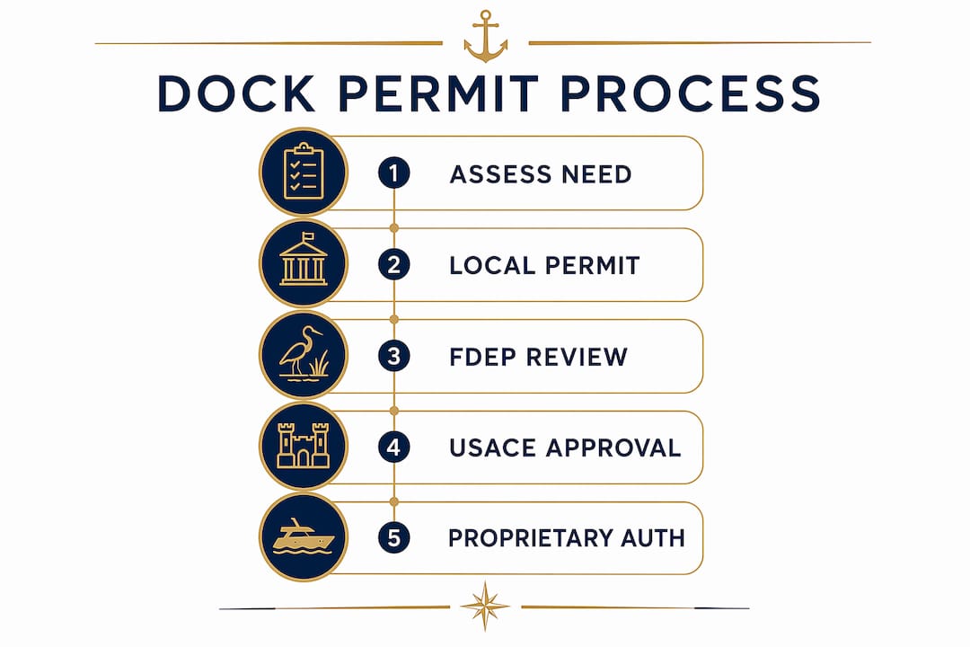 Infographic outlining steps for Florida boat dock permit process
