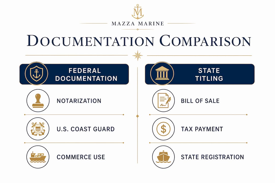 Infographic comparing federal and state yacht documentation