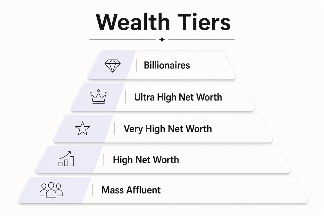 Infographic illustrating wealth tiers hierarchy