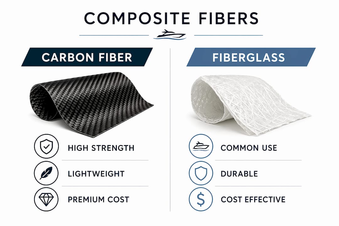 Infographic comparing carbon fiber and fiberglass composites